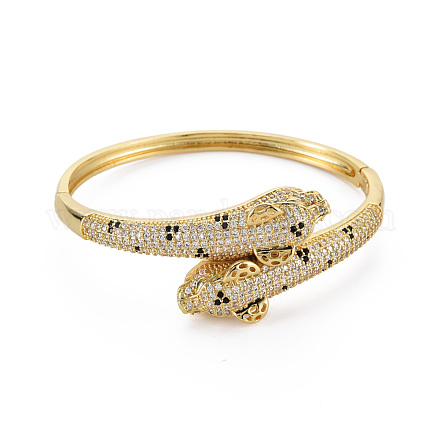 Brass Micro Pave Cubic Zirconia Snake Bangles for Women BJEW-Q700-006-NF-1