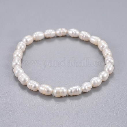 Natürliche Perlenperlen dehnen Armbänder aus BJEW-JB04265-01-1