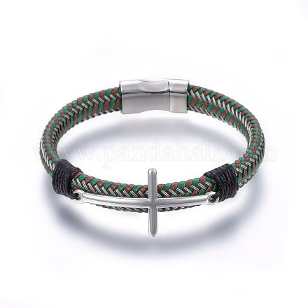 Leather Cord Bracelets BJEW-G603-02P-1