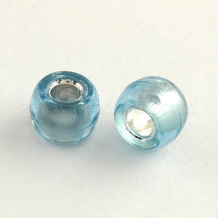 Imitation Silver Foil Glass Acrylic European Beads MACR-Q155-005-1