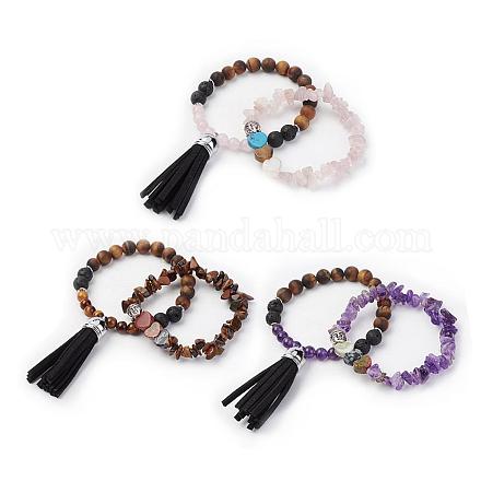 Natural Gemstone Beads Stretch Bracelets BJEW-JB02823-1