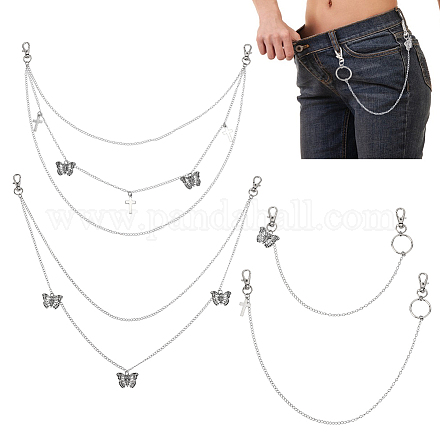 4 шт. 4 стиля латунных витых цепочек для кошелька&nbsp;HJEW-PH02054-1