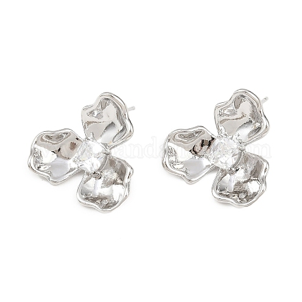 Фурнитура для сережек-гвоздиков из латуни с микропаве из прозрачных кубических цирконий KK-F921-03P-1