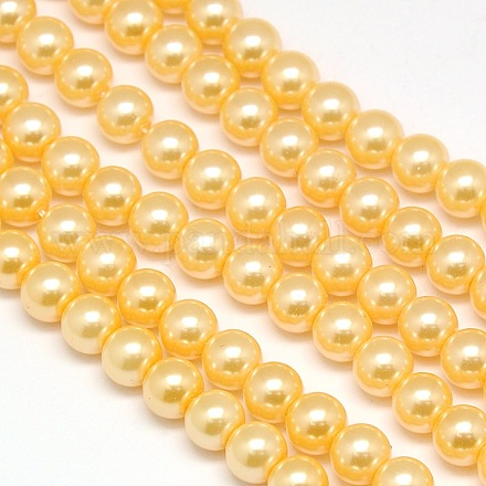 Brins de perles rondes en verre teinté écologique HY-A002-10mm-RB072-1