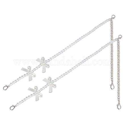 Arricraft 2 pz cinturini per borsa in rilievo imitazione perla regolabile in abs DIY-AR0003-16B-1