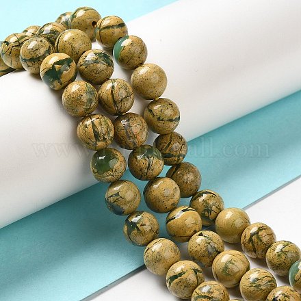 Brins de perles en pierre verdite naturelle G-P515-A01-01-1