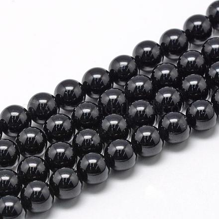 Naturali nera perle di tormalina fili G-R446-6mm-19-1