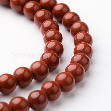 Brins ronds de perles de jaspe rouge naturel G-J346-21-4mm-1