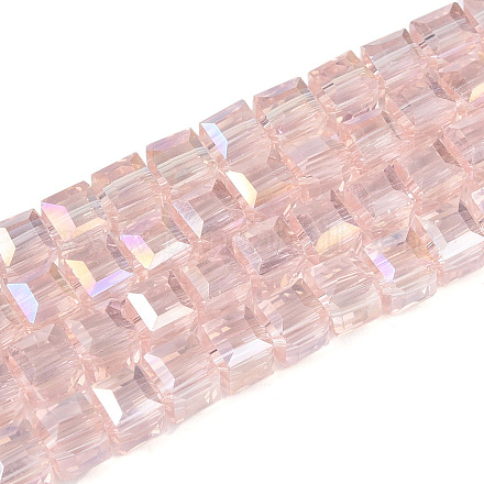 Стеклянные бусины с гальваническим покрытием  EGLA-D018-4x4mm-82-1