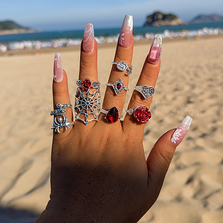 Наборы колец из сплава и смолы со стразами на тему Хэллоуина FS-WG25DD8-04-1