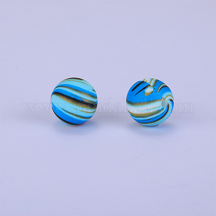 Круглые силиконовые бусины с принтом SI-JX0056A-185-1