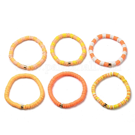 Set di bracciali elasticizzati in argilla polimerica fatti a mano con perline heishi BJEW-JB05902-01-1
