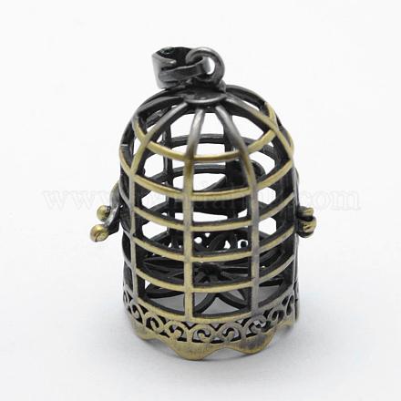 Brass Rack Plating Cage Pendants KK-F722-41AB-RS-1