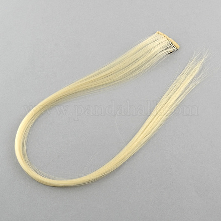 ファッション女性のヘアアクセサリー  鉄のスナップヘアクリップ  ナイロン毛のかつらを持つ  淡黄色  47cm PHAR-R126-19-1