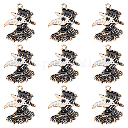 Sunnyclue 1 scatola 24 pezzi fascini gotici fascini di uccello smalto corvo corvo becco halloween medico steampunk nero fascino per la creazione di gioielli orecchini di fascini collana bracciali orecchini per adulti rifornimenti artigianali fai da te FIND-SC0003-80-1