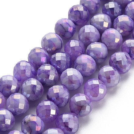 Mèches de perles de verre craquelé peintes au four opaque EGLA-S174-19F-1