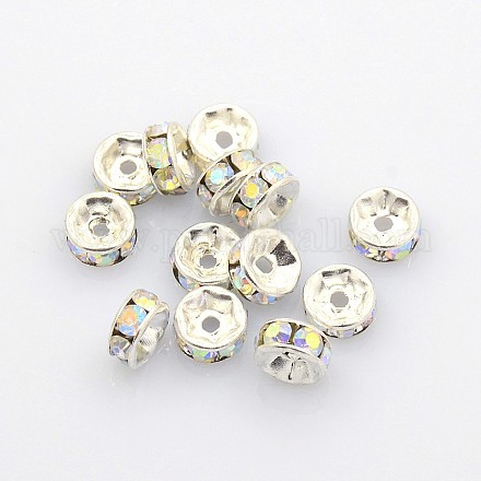 Abalorios de latón Diamante de imitación espaciador X-RB-A014-Z6mm-28S-1
