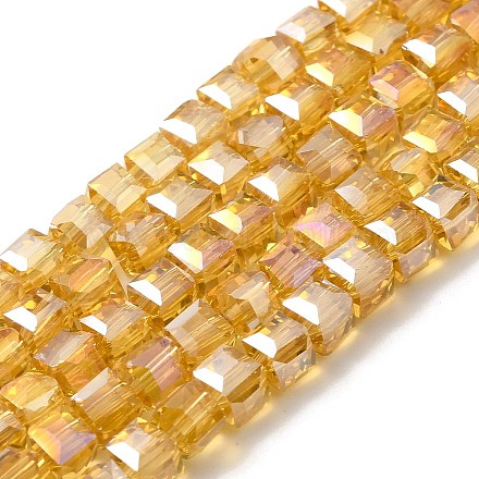 Chapelets de perles en verre électroplaqué EGLA-D018-4x4mm-77-1