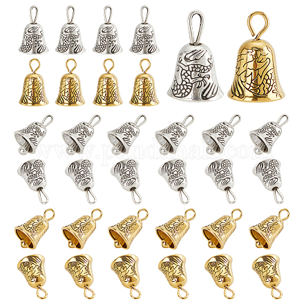 AHADERMAKER 40Pcs 2 Colors Alloy Bell Charms FIND-GA0005-71-1
