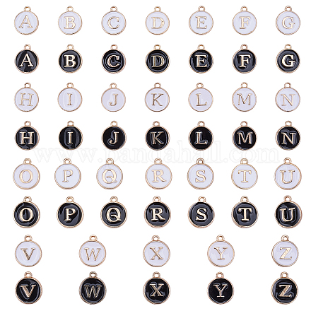 Sunnyclue 1 scatola 52 pezzi lettera dell'alfabeto charms lega di smalto paillettes 26 lettera az ciondoli ciondolo per gioielli fai da te che fanno collana braccialetto orecchino gioielli fai da te accessori fascino PALLOY-SC0002-27A-1