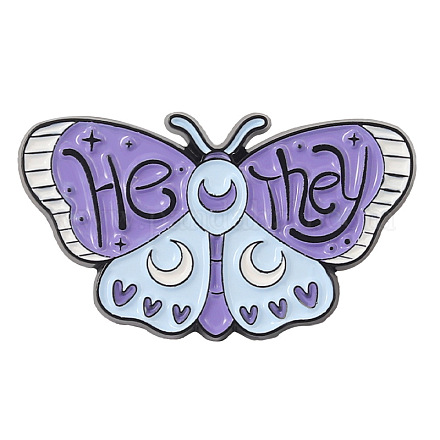 Butterfly with Word He They Enamel Pin BUER-PW0001-108C-1
