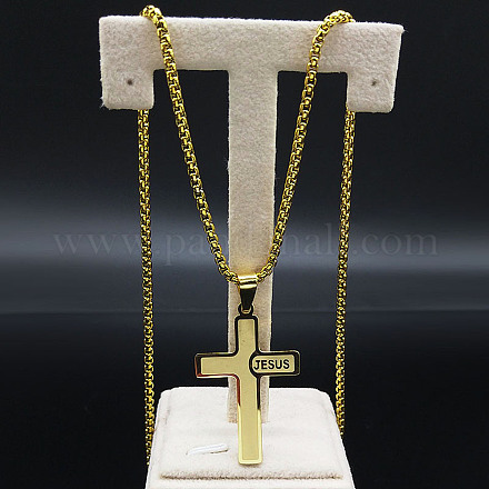 304 Stainless Steel Pendant Necklaces NJEW-H015-06G-1