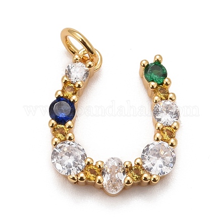 Подвески из латуни с гальваническим покрытием из цветного кубического циркония KK-M229-32G-1