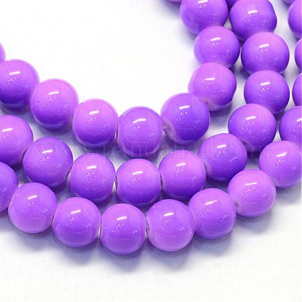 Baking Painted Glass Round Bead Strands DGLA-Q020-6mm-27-1