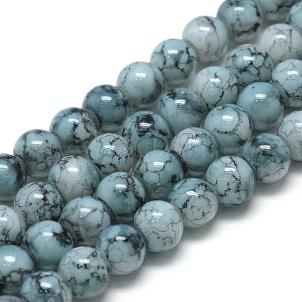 Chapelets de perles en verre peint X-DGLA-S115-8mm-S79-1