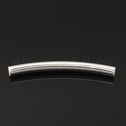 真鍮製チューブビーズ  カーブ  銀色のメッキ  サイズ：直径約4mm  長さ41mm  穴：3.5mm KK-J129-S-1