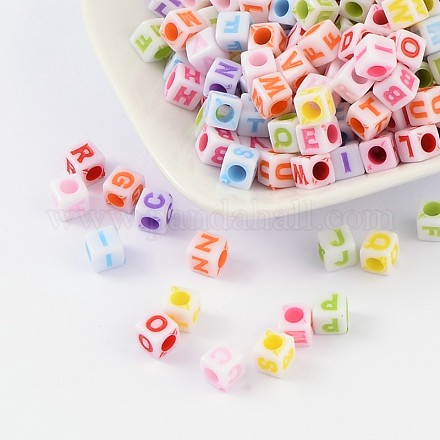Cube perles acryliques alphabet opaque MACR-J100-M-1
