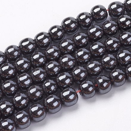 Chapelets de perles en hématite synthétique sans magnétiques X-G-H1624-6mm-2-1