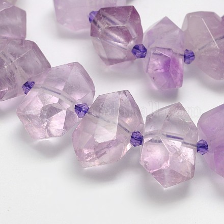 Faceted Natural Amethyst Nuggets Bead Strands G-M239-55-1
