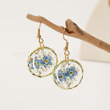 Серьги-подвески из сплава эпоксидной смолы с засушенными цветами FS-WGABF6D-07-1