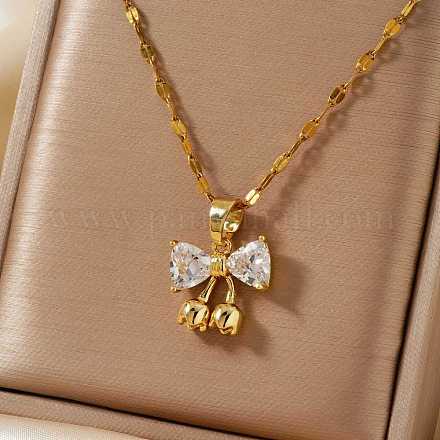 Латунные подвески-бантики с прозрачными кубическими цирконами RA0776-2-1