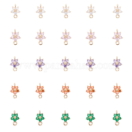 Chgcraft 20 piezas 5 colores de vidrio transparente enlaces de flores conectores encantos de vidrio colgantes conector de cuentas para diy collar pulsera fabricación GLAA-CA0001-03-1