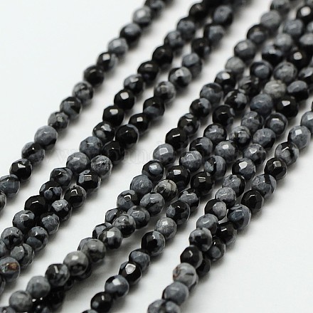 Natural Snowflake Obsidian Bead Strands G-A129-3mm-12-1