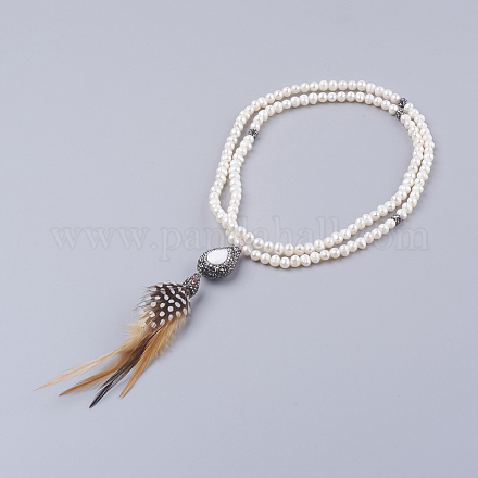 Natural Freshwater Pearl Pendant Necklaces NJEW-F174-29-1