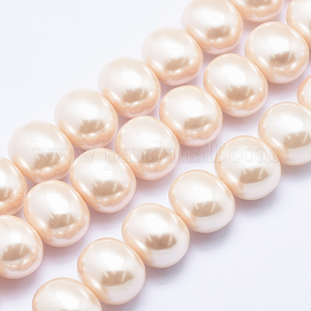 Electroplate Shell Pearl Beads Strands BSHE-G006-04O-1