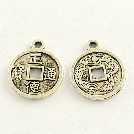Colgantes de monedas chinas de aleación de zinc de estilo tibetano de feng shui TIBEP-Q033-36-1