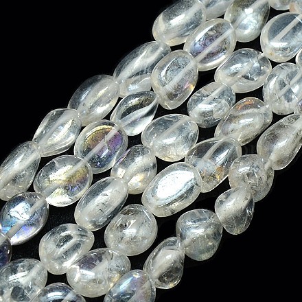 Galvanisieren natürlichen Quarzkristall Nuggets Perlen Stränge G-L152-06-1