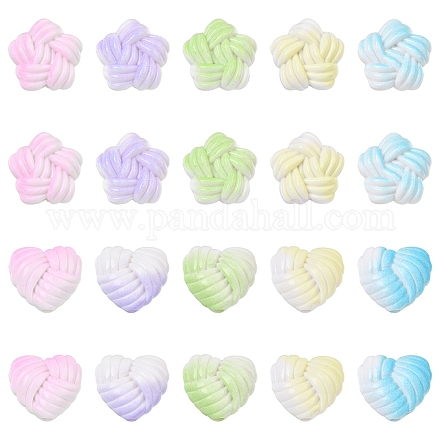 60 шт. 2 вида непрозрачных акриловых бусин с напылением&nbsp;OACR-YW0004-17-1