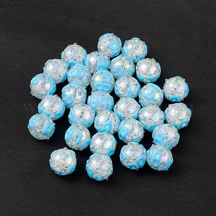 Perles en émail acrylique craquelé irisé arc-en-ciel OACR-I003-07-1