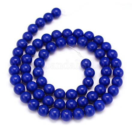 Synthetic Lapis Lazuli Dyed Round Bead Strands G-P070-48-12mm-1