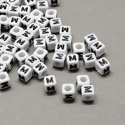 Perles européennes de lettre en acrylique à gros trou SACR-Q103-10mm-01M-1