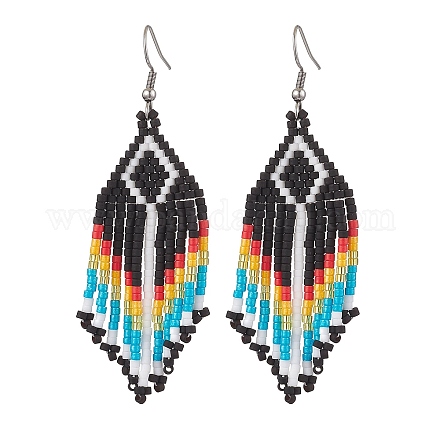 Серьга-гвоздик из нержавеющей стали 304 со стеклянным подвесом EJEW-MZ00174-1