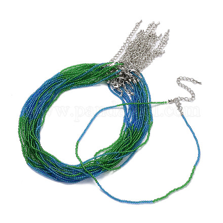 Facettierte Unterlegscheibe-Glasperlen-Halskette für Frauen NJEW-M208-02K-1