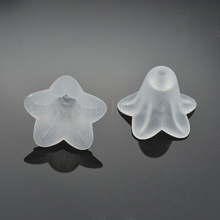 Blanc dépoli perles transparentes de fleurs acrylique X-PLF018-01-1