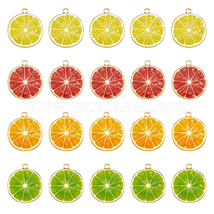 Dicosmétique 40 pièces 4 couleurs breloques en tranche de pamplemousse breloques colorées orange citron pendentifs mignons en forme de fruit pendentifs en alliage d'or clair pendentifs en émail pour la fabrication de bijoux artisanaux ENAM-DC0001-16-1