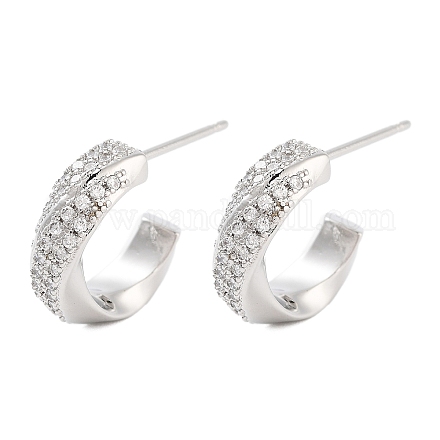 Серьги-гвоздики из латуни в форме буквы С EJEW-N055-40P-RS-1